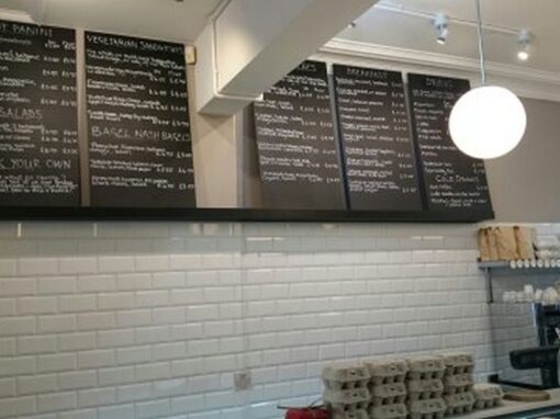 Counter menu display, Deli Counter New Layout, Retail display, Haley and Clifford Café and Deli retail interior design, commercial interior design