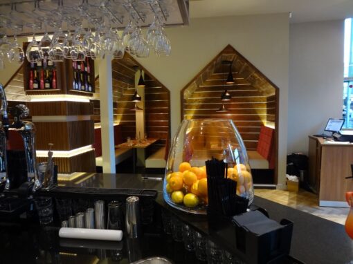 Column and booth interior design 1, FED Bar and Restaurant, Leisure and hospitality interior design, commercial interior design, space planning, mood boards, sample boards, 3D visualisation.