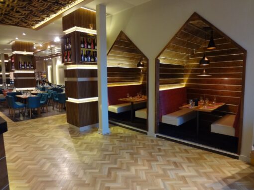 Booth and column interior design 10, FED Bar and Restaurant, Leisure and hospitality interior design, commercial interior design, space planning, mood boards, sample boards, 3D visualisation.