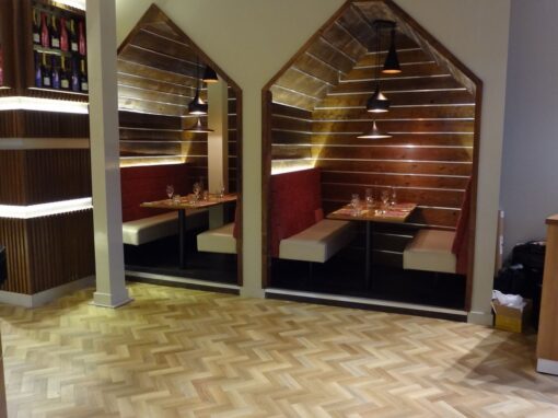 Booth and column interior design 9, FED Bar and Restaurant, Leisure and hospitality interior design, commercial interior design, space planning, mood boards, sample boards, 3D visualisation.