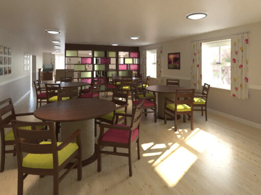 Restaurant, Dining room, Artists impression Interior Design for Dementia Guidelines