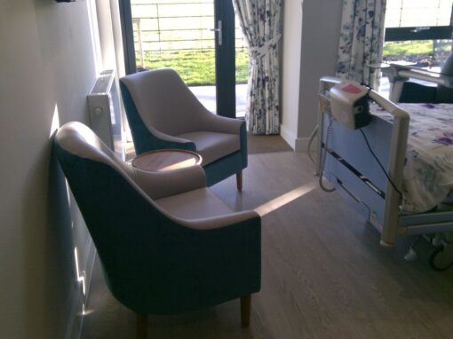 Specialist Hospice and palliative healthcare interior design, on trend armchairs care interior design, healthcare interior design and refurbishment