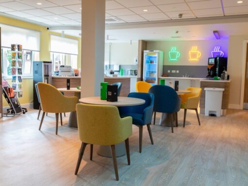 11 Cafe, reception, lounge and shop, Bolton Hospice Interior Design and Furniture FF&E, refurbishment, healthcare interior design and refurbishment,