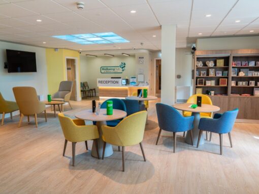 8 Cafe, reception, lounge and shop, Bolton Hospice Interior Design and Furniture FF&E, refurbishment, healthcare interior design and refurbishment,