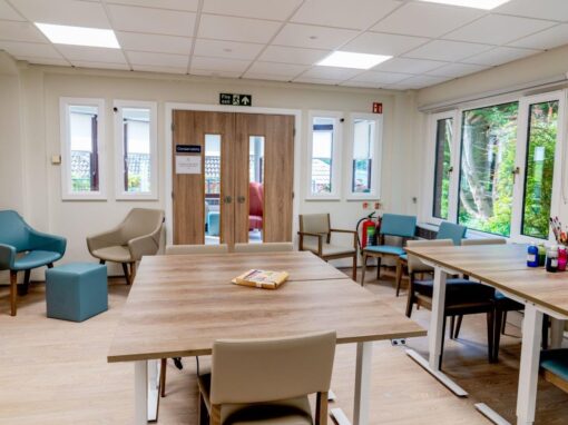 2 Activity room with height adjustable tables Bolton Hospice Interior Design and Furniture FF&E, refurbishment, healthcare interior design and refurbishment,