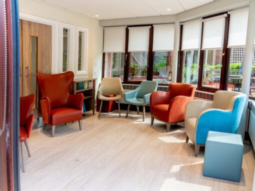 6 Garden room with healthcare faux leather upholstery, Bolton Hospice Interior Design and Furniture FF&E, refurbishment, healthcare interior design and refurbishment,