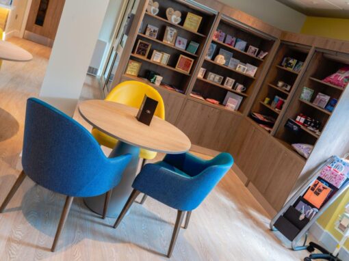 14 Cafe, reception, lounge and shop, Bolton Hospice Interior Design and Furniture FF&E, refurbishment, healthcare interior design and refurbishment,