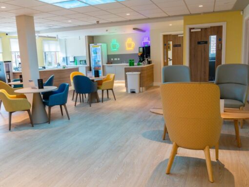 9 Cafe, reception, lounge and shop, Bolton Hospice Interior Design and Furniture FF&E, refurbishment, healthcare interior design and refurbishment,