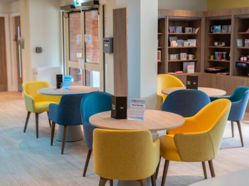 12 Cafe, reception, lounge and shop, Bolton Hospice Interior Design and Furniture FF&E, refurbishment, healthcare interior design and refurbishment,